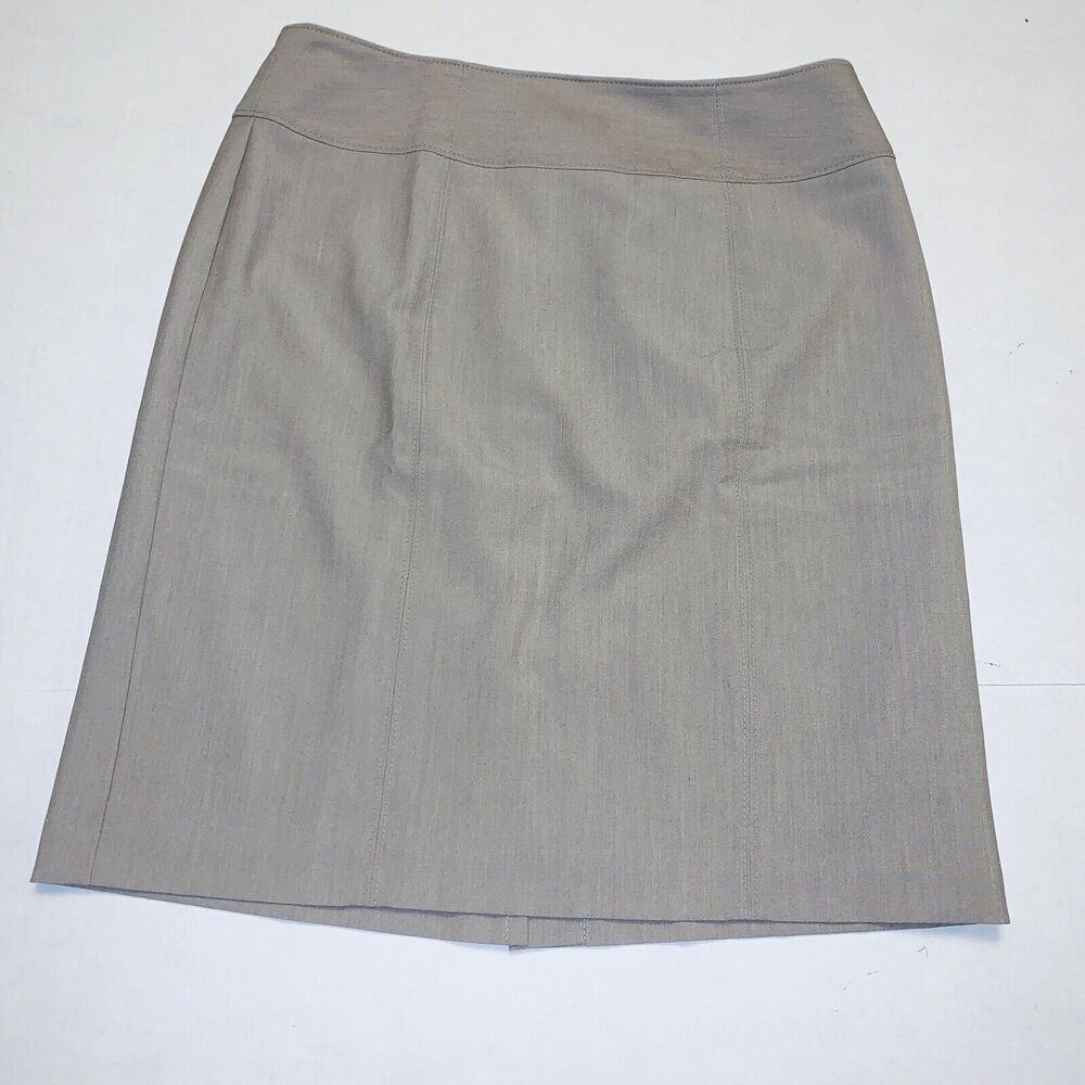 Skirt Sz 12 Tan Khaki Straight Pencil Lined Worthington Back Kick Pleat & Zip